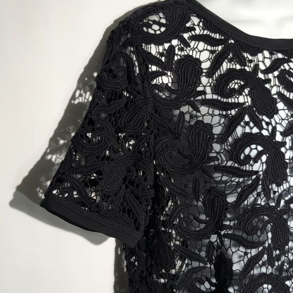 LOFT Black Lace Overlay Blouse - Picture 3 of 11